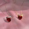 Necklace Titanium Steel Heart Zircon Mixed Gem Inlay Geometric Pattern 18K Gold Plated Electroplating For Women