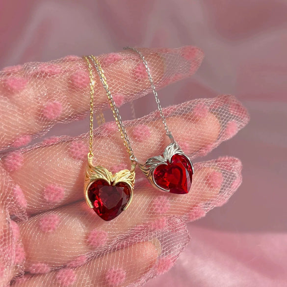 Necklace Titanium Steel Heart Zircon Mixed Gem Inlay Geometric Pattern 18K Gold Plated Electroplating For Women