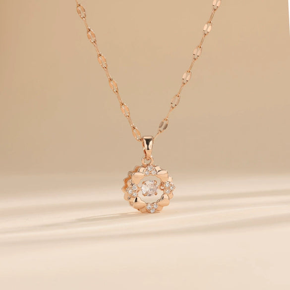 Necklace Titanium Steel Heartshaped Diamondinlaid For Women