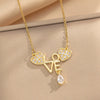 Necklace Titanium Steel Heartshaped Retro Fashion Creative Design Electroplating For Women