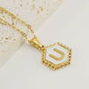 Necklace 316L Stainless Steel Hexagonal Natural Shell Letter Gold Inlaid Pendant For Women