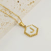 Necklace 316L Stainless Steel Hexagonal Natural Shell Letter Gold Inlaid Pendant For Women