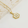 Necklace 316L Stainless Steel Hexagonal Natural Shell Letter Gold Inlaid Pendant For Women