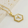 Necklace 316L Stainless Steel Hexagonal Natural Shell Letter Gold Inlaid Pendant For Women