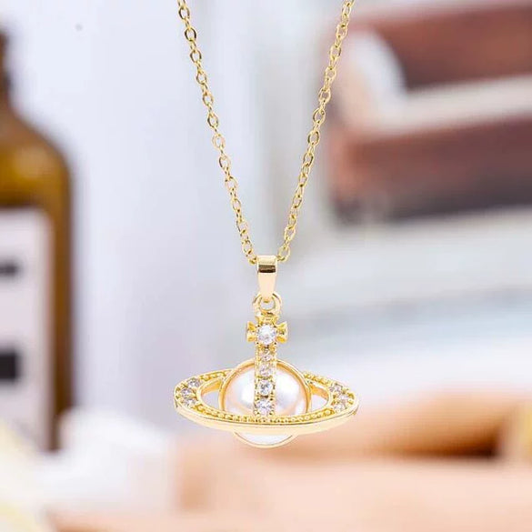 Necklace Titanium Steel Imitation Pearl Pendant Mixed Gemstone Inlay Star Shape Geometric Electroplating O Chain Women's