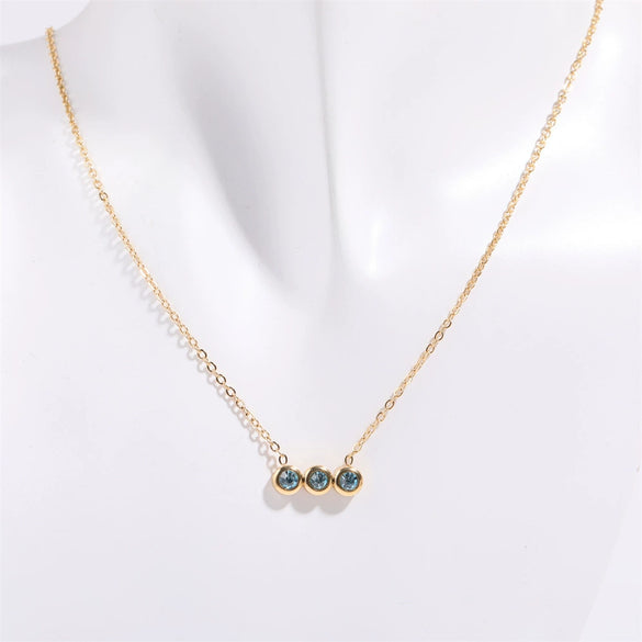 Necklace Titanium Steel Inlaid Zircon Geometric Round Traffic Lights Birthstone Pendant Electroplating For Women