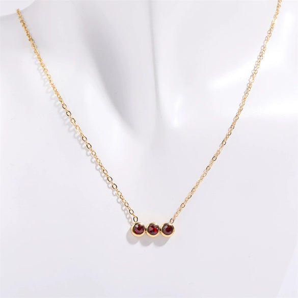 Necklace Titanium Steel Inlaid Zircon Geometric Round Traffic Lights Birthstone Pendant Electroplating For Women