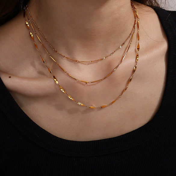 Necklace 316L Stainless Steel 18K Gold Plated Electroplated Simple Allmatch Fashion Accessory For Women And Men