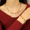 Necklace 316L Stainless Steel 18K Gold Plated Geometric Round Rectangular Zircon Fashion