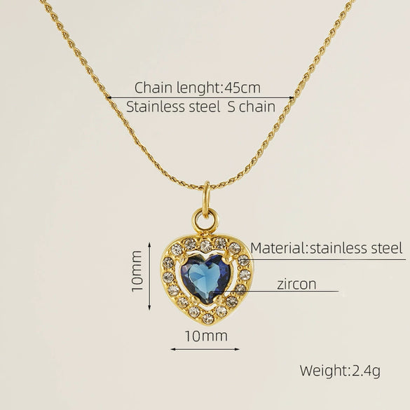 Necklace 316L Stainless Steel 18K Gold Plated Light Luxury Geometric Inlaid Zircon Sshaped Pendant For Women