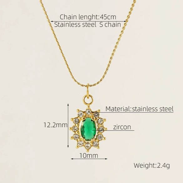 Necklace 316L Stainless Steel 18K Gold Plated Light Luxury Geometric Inlaid Zircon Sshaped Pendant For Women