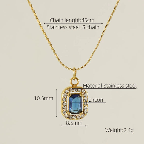 Necklace 316L Stainless Steel 18K Gold Plated Light Luxury Geometric Inlaid Zircon Sshaped Pendant For Women