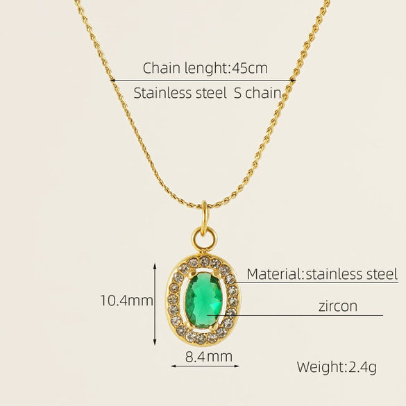 Necklace 316L Stainless Steel 18K Gold Plated Light Luxury Geometric Inlaid Zircon Sshaped Pendant For Women