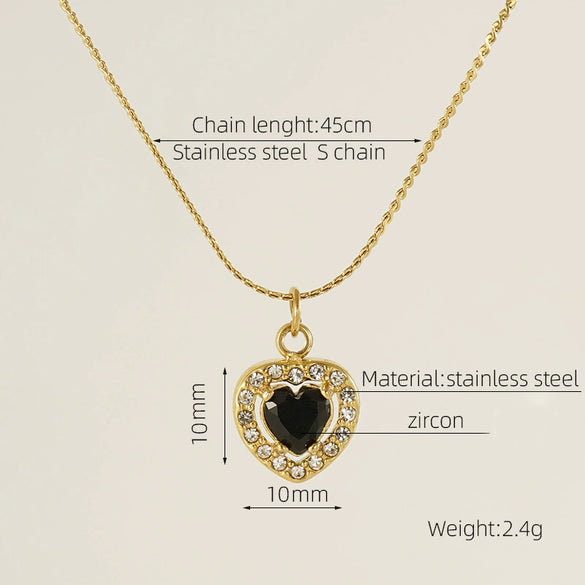 Necklace 316L Stainless Steel 18K Gold Plated Light Luxury Geometric Inlaid Zircon Sshaped Pendant For Women