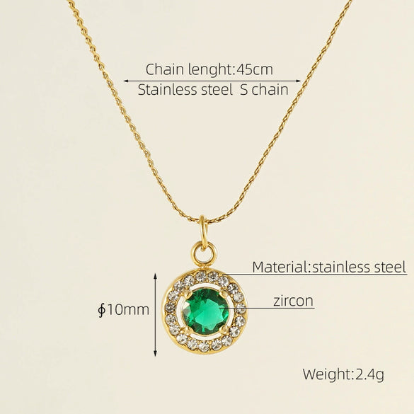 Necklace 316L Stainless Steel 18K Gold Plated Light Luxury Geometric Inlaid Zircon Sshaped Pendant For Women