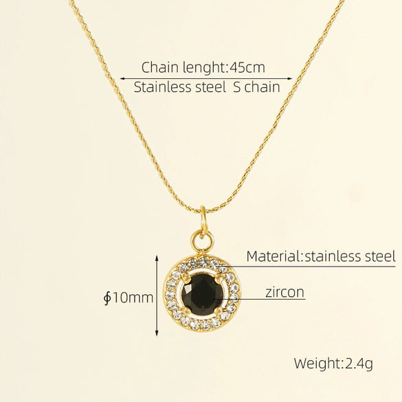 Necklace 316L Stainless Steel 18K Gold Plated Light Luxury Geometric Inlaid Zircon Sshaped Pendant For Women