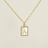 Necklace 316L Stainless Steel 18K Gold Plated Square Diamond English Letter Pendant For Women