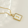 Necklace 316L Stainless Steel 18K Gold Plated Square Diamond English Letter Pendant For Women