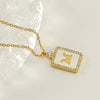 Necklace 316L Stainless Steel 18K Gold Plated Square Diamond English Letter Pendant For Women