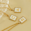 Necklace 316L Stainless Steel 18K Gold Plated Square Diamond English Letter Pendant For Women
