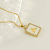 Necklace 316L Stainless Steel 18K Gold Plated Square Diamond English Letter Pendant For Women