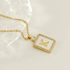 Necklace 316L Stainless Steel 18K Gold Plated Square Diamond English Letter Pendant For Women