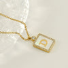 Necklace 316L Stainless Steel 18K Gold Plated Square Diamond English Letter Pendant For Women