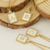Necklace 316L Stainless Steel 18K Gold Plated Square Diamond English Letter Pendant For Women