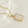Necklace 316L Stainless Steel 18K Gold Plated Square Diamond English Letter Pendant For Women