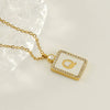 Necklace 316L Stainless Steel 18K Gold Plated Square Diamond English Letter Pendant For Women