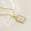 Necklace 316L Stainless Steel 18K Gold Plated Square Diamond English Letter Pendant For Women