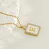 Necklace 316L Stainless Steel 18K Gold Plated Square Diamond English Letter Pendant For Women