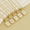 Necklace 316L Stainless Steel 18K Gold Plated Square Diamond English Letter Pendant For Women