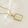 Necklace 316L Stainless Steel 18K Gold Plated Square Diamond English Letter Pendant For Women