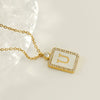 Necklace 316L Stainless Steel 18K Gold Plated Square Diamond English Letter Pendant For Women