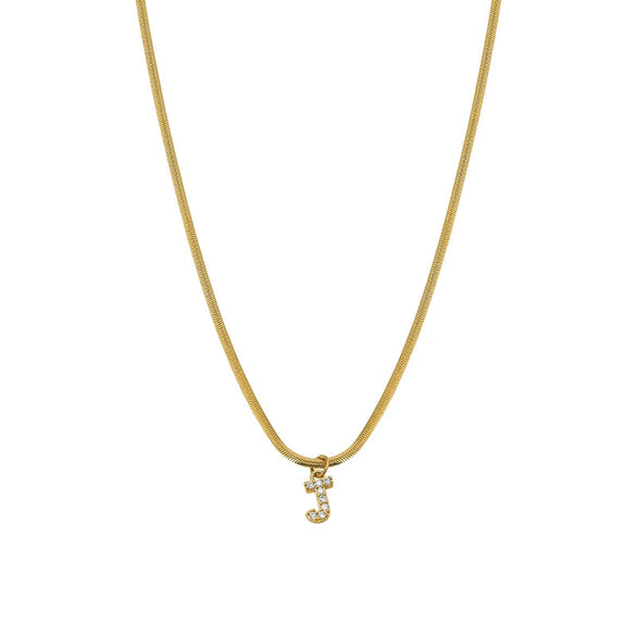 Necklace Titanium Steel Letter Pattern Diamond Pendant Snake Bone Chain French Retro Style