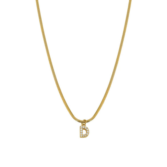 Necklace Titanium Steel Letter Pattern Diamond Pendant Snake Bone Chain French Retro Style
