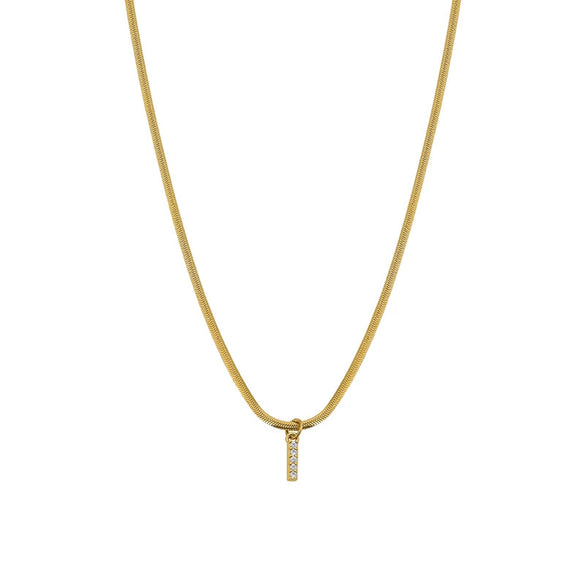 Necklace Titanium Steel Letter Pattern Diamond Pendant Snake Bone Chain French Retro Style