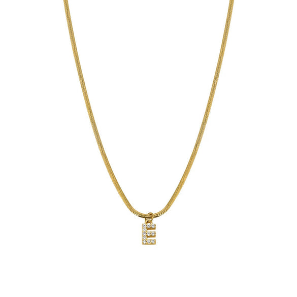 Necklace Titanium Steel Letter Pattern Diamond Pendant Snake Bone Chain French Retro Style