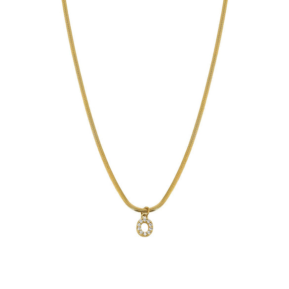 Necklace Titanium Steel Letter Pattern Diamond Pendant Snake Bone Chain French Retro Style