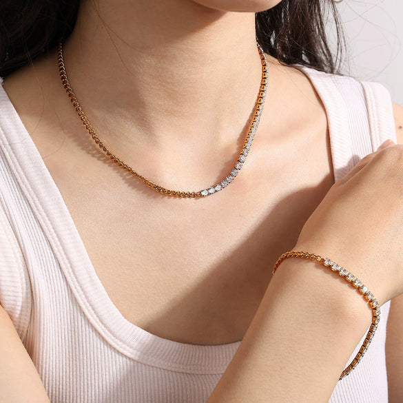 Necklace 316L Stainless Steel Light Luxury Geometric Electroplating For Women