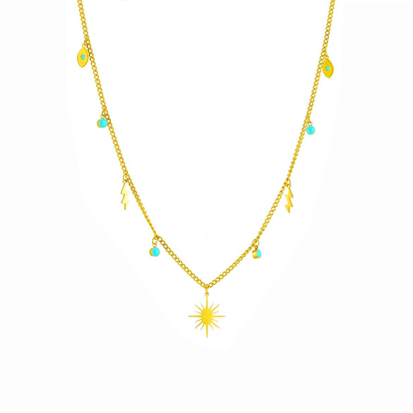 Necklace Titanium Steel Lightning Eightpointed Star Pendant Electroplating