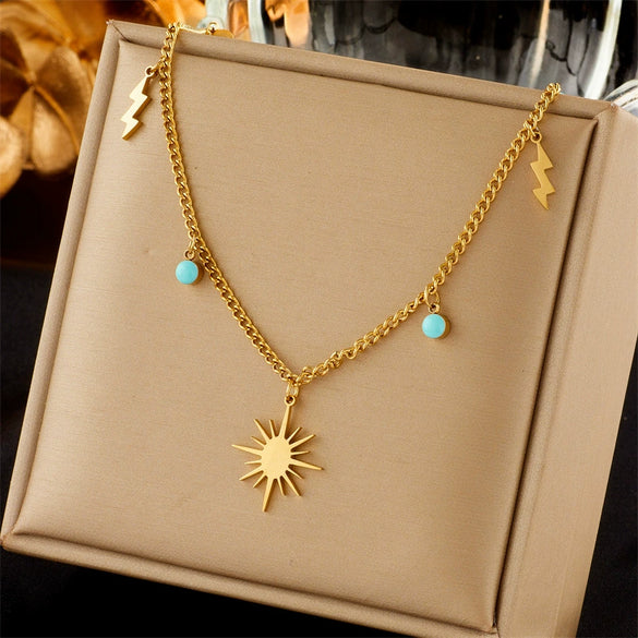 Necklace Titanium Steel Lightning Eightpointed Star Pendant Electroplating