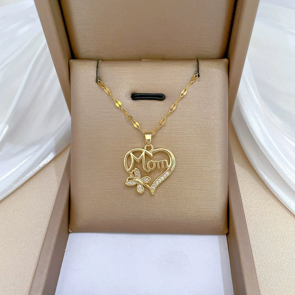 Necklace Titanium Steel Love Butterfly Geometric Copper Pendant Stainless Steel Treatment