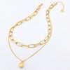 Necklace Titanium Steel Love Lock Pendant Doublelayer Chain Geometric Hiphop Cold Style Electroplated