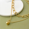 Necklace Titanium Steel Love Lock Pendant Doublelayer Chain Geometric Hiphop Cold Style Electroplated