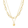 Necklace Titanium Steel Love Lock Pendant Doublelayer Chain Geometric Hiphop Cold Style Electroplated