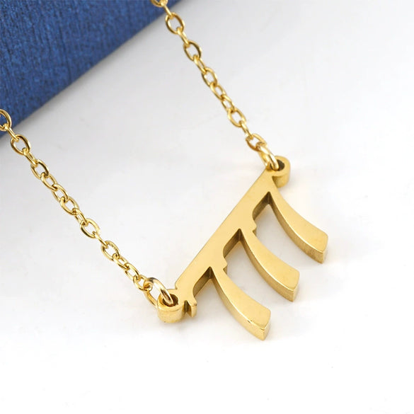 Necklace 316L Stainless Steel Lucky Number Pendant With Letters Numbers Text Design For Women