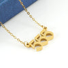 Necklace 316L Stainless Steel Lucky Number Pendant With Letters Numbers Text Design For Women