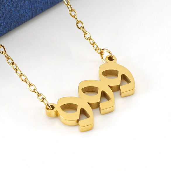 Necklace 316L Stainless Steel Lucky Number Pendant With Letters Numbers Text Design For Women